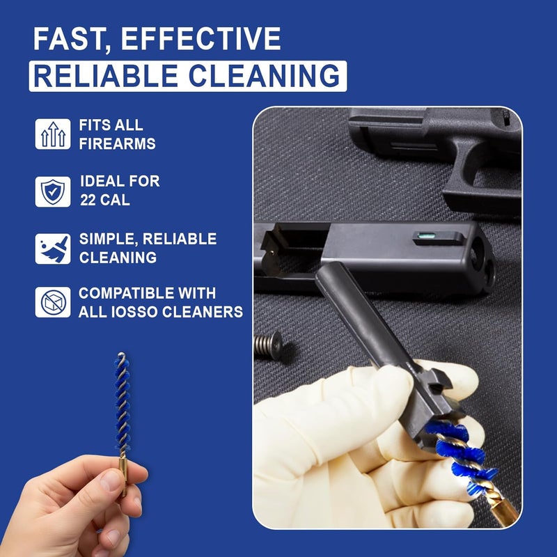 Iosso 19001 Premium Bore Brush – .22 CaliberCobalt Blue Synthetic Fiber – Durable, Long-Lasting Tool for Gun Maintenance – Made in USA Bore Cleaning Brush - Image 4